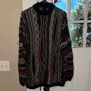 Bergati XL  3D Men's Multicolor Sweater Black and Red Vintage Coogi style
